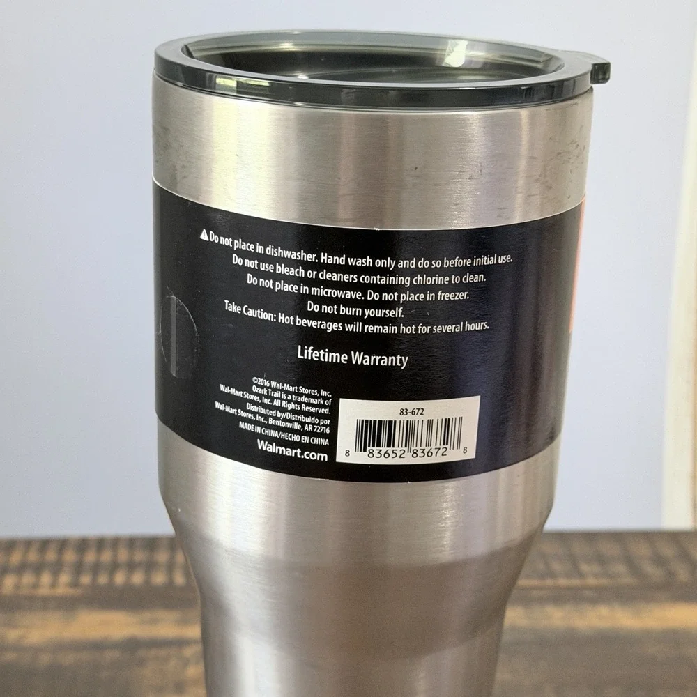 Ozark Trail 40 oz Stainless Steel Tumbler No Handle Vacuum Insulated Silver